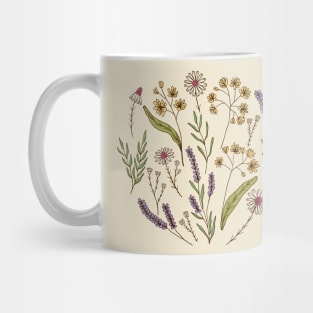 Bedtime tea calming herbs in beige Mug